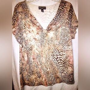 Brown pink and white blouse by Dana Buchanan